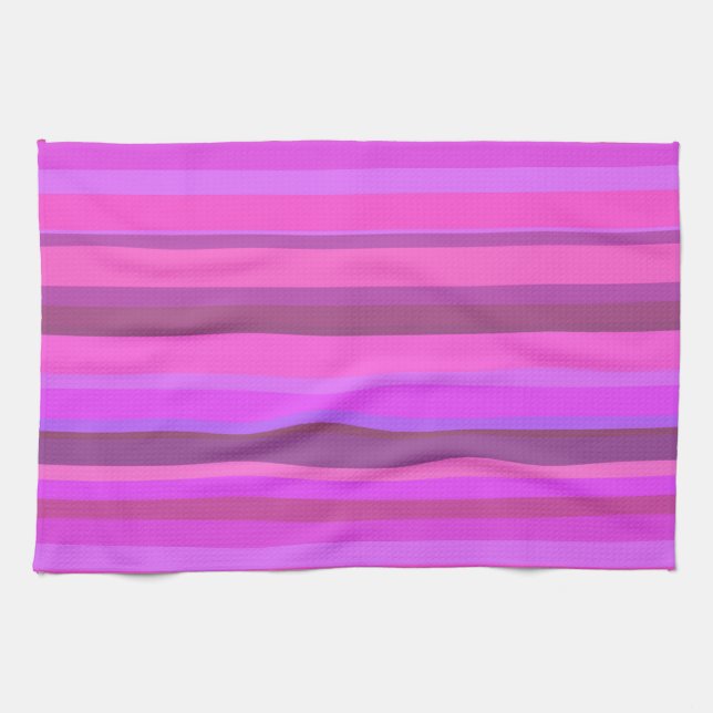 Pink horizontal stripes kitchen towel (Horizontal)