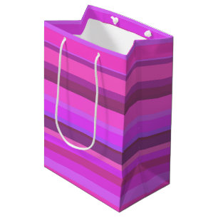 Pink horizontal stripes medium gift bag