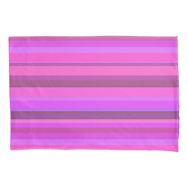 Pink horizontal stripes pillowcase (Front)