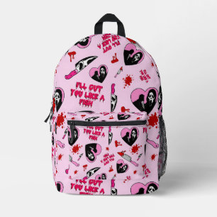Pink Horror Slasher Pattern Spooky Valentine Kni Printed Backpack
