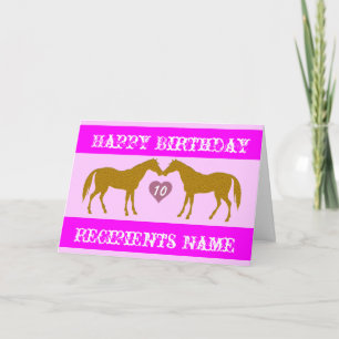 Pink Horse Age Birthday Card - Horse Age Card 10