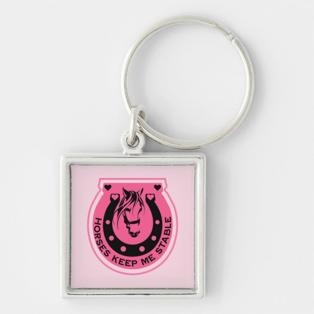 Pink Horseback Rider Keychain (Front)