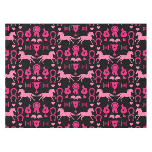 Pink Horseback Riding Tablecloth