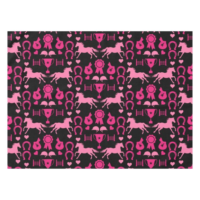 Pink Horseback Riding  Tablecloth (Front (Horizontal))