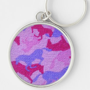 Pink Horses Canvas Keychain