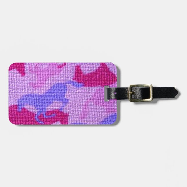 Pink Horses Canvas Luggage Tag (Front Horizontal)