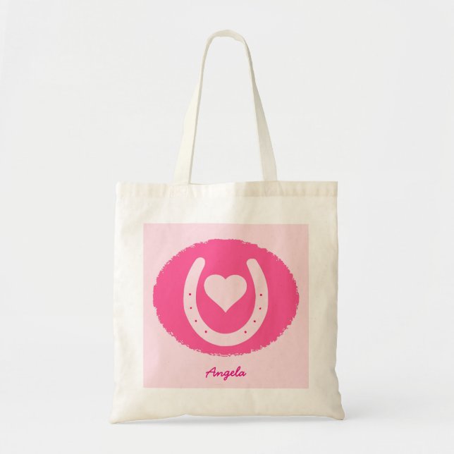 pink Horseshoe and Heart Tote Bag (Front)