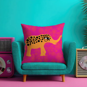 Pink Horus Eye Elephant Throw Pillow