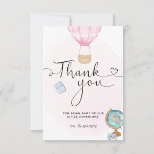 Pink Hot Air Balloon Adventure Thank You Card