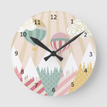 Pink Hot Air Balloon and Mountain Scene