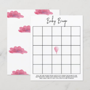 Pink hot air balloon - Baby shower bingo game