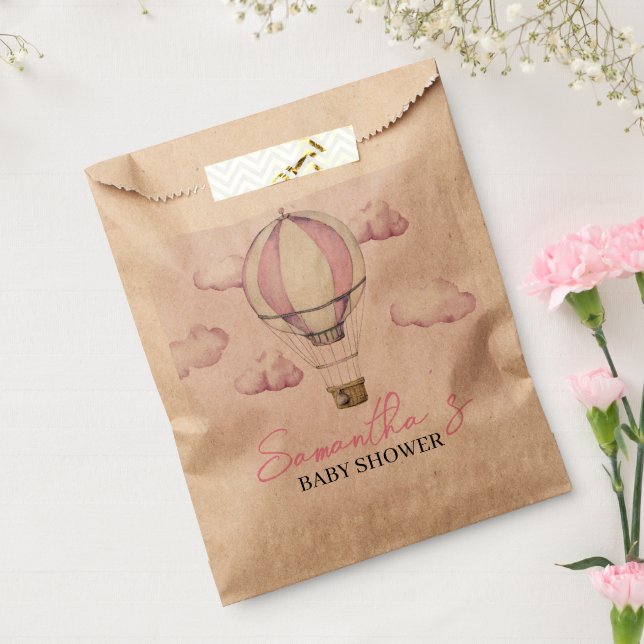 Pink Hot Air Balloon Baby Shower Favour Bags (Sealed)