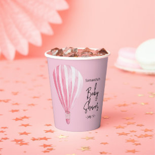 Pink hot air balloon Baby shower Paper Cups
