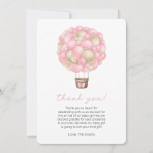 Pink Hot Air Balloon Baby Shower Thank You Card