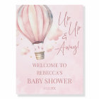Pink Hot Air Balloon Baby Shower Welcome Sign