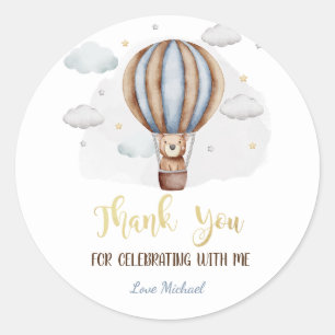 Pink Hot Air Balloon Clouds Baby Shower Classic Round Sticker