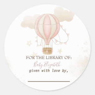 Pink Hot Air Balloon Clouds Baby Shower Classic Round Sticker
