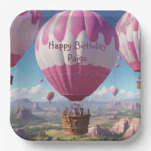 Pink Hot Air Balloon Paper Plate