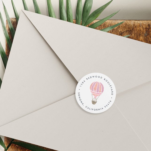 Pink Hot Air Balloon Return Classic Round Sticker (Creator Uploaded)