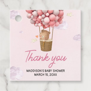 Pink Hot Air Balloon Up and Away Favor Tags