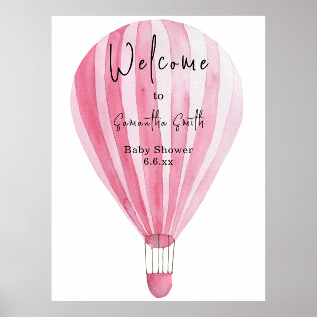 Pink hot air balloon Welcome Poster (Front)