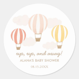 Pink Hot Air Balloons Baby Shower Classic Round St Classic Round Sticker