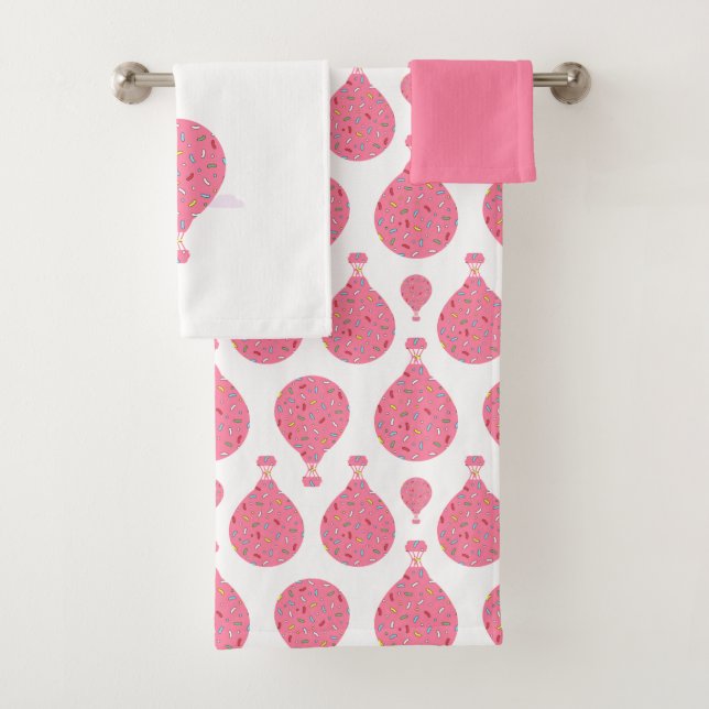 Pink Hot Air Balloons Bath Towel Set (Insitu)