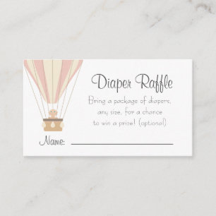Pink hot air balloons Diaper Raffle Enclosure Card