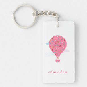 Pink Hot Air Balloons Keychain