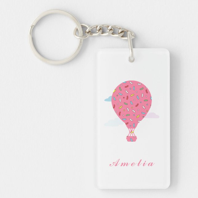 Pink Hot Air Balloons Keychain (Front)