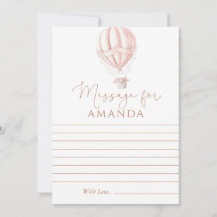 Pink Hot Air Baloon First Birthday Message For Card