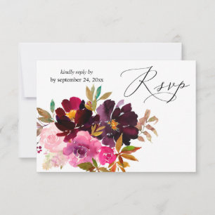 Pink, Hot & Blush Pink & Purple Floral with Meal RSVP Card
