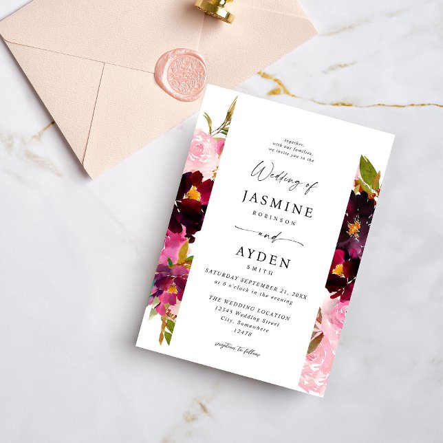 Pink Hot & Blush Pink & Purple Wedding V3 Invitation (Creator Uploaded)