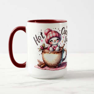 Pink Hot Cocoa Snowwomen Season Mug