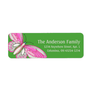 Pink & Hot Pink Butterfly 2 Elegant Address Labels