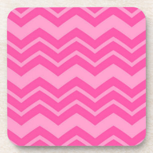 Pink Hot Pink Zigzag Chevron Pattern Design Coaster