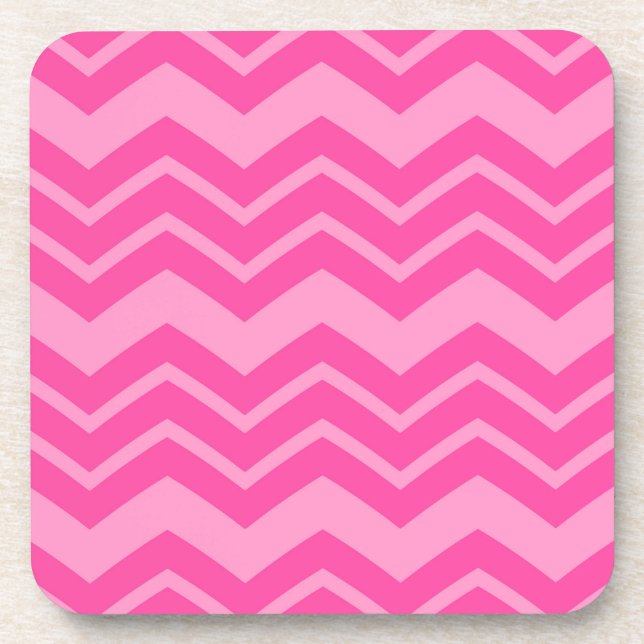 Pink Hot Pink Zigzag Chevron Pattern Design  Coaster (Front)