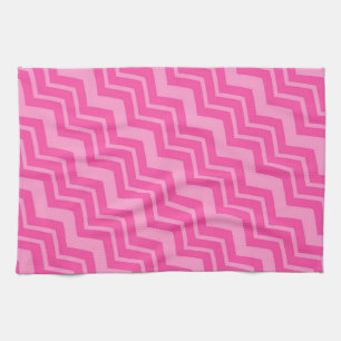 Pink Hot Pink Zigzag Chevron Pattern Design Kitchen Towel