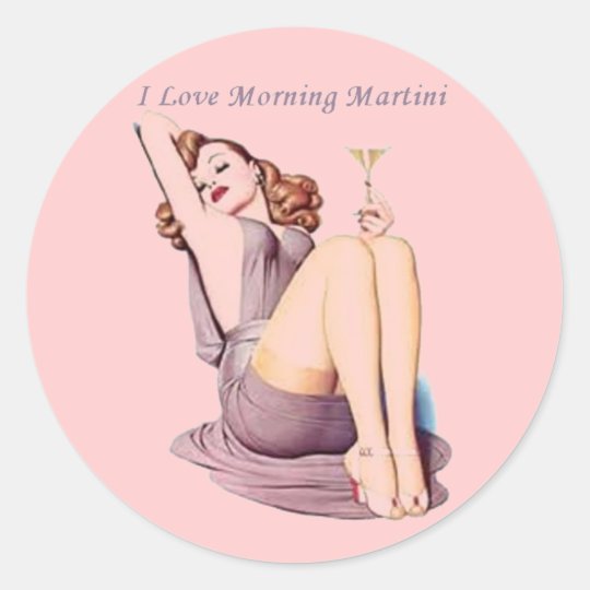 Pin Up Girl Martini Retro Art Sticker