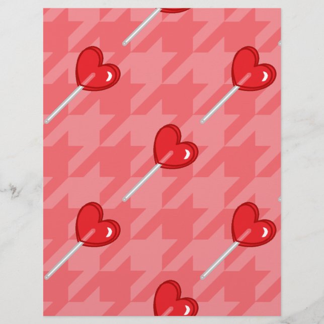 pink houndstooth heart lollipop (Front)