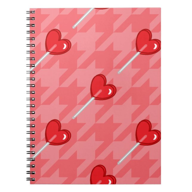 pink houndstooth heart lollipop notebook (Front)