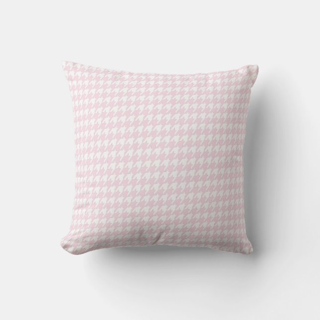 Pink Houndstooth Pattern Throw Pillow (Front)