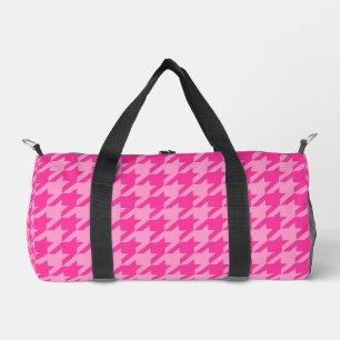 Pink Houndstooth Plaid Check Duffle Bag