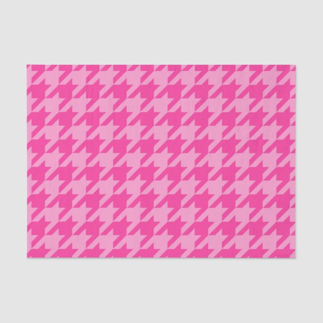 Pink Houndstooth Plaid Check Tissue Paper (Front)