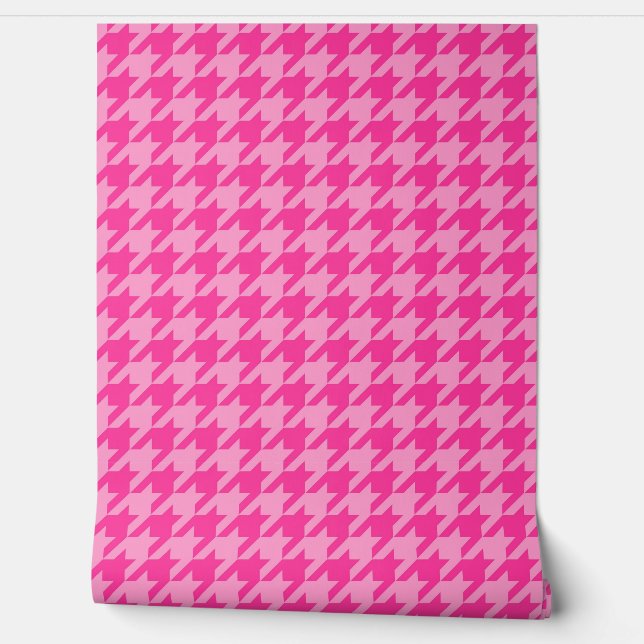 Pink Houndstooth Plaid Check Wallpaper (Unrolling)