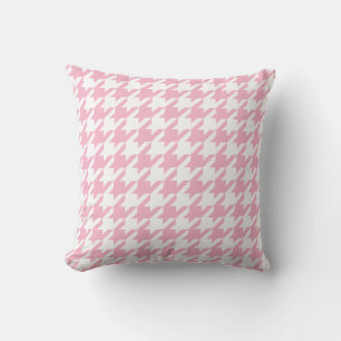Pink Houndstooth Throw Pillow