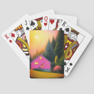 Pink House Playing Cards