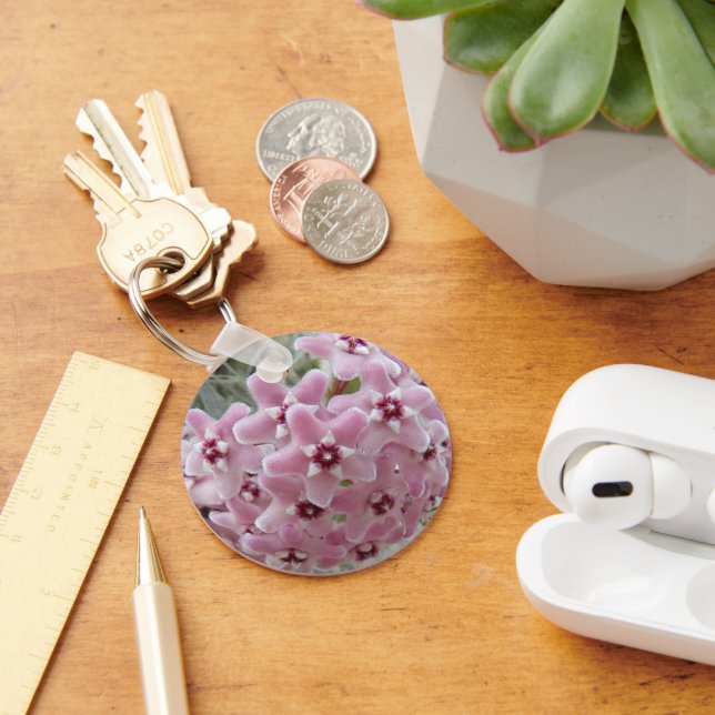 Pink Hoya Plant Flowers Floral Keychain (Desk)