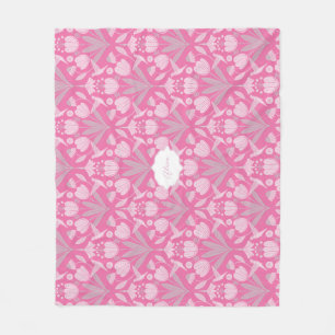 Pink Hummingbird Coquette Personalized floral Fleece Blanket