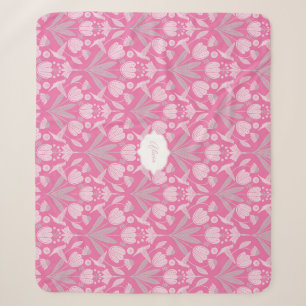 Pink Hummingbird Coquette Personalized floral Sherpa Blanket